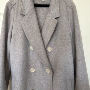 LOFT Women's Gray Double-Breasted Pea Coat